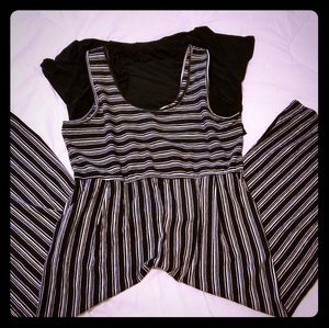 Xhiliration black and white striped romper xxl